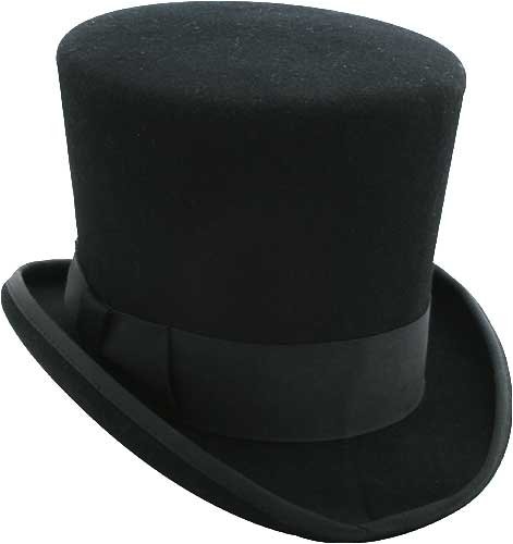 Elegant Men's Black Top Hat - 100% Wool: Clothing
