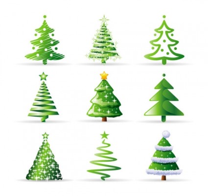 A variety of cartoon Christmas tree vector
