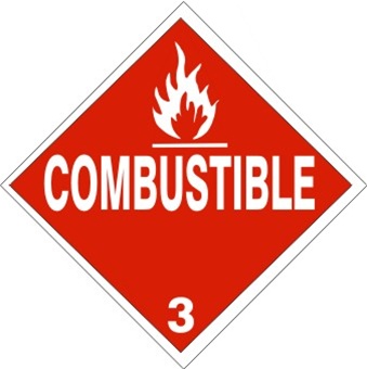 COMBUSTIBLE CLASS 3, DOT Placard
