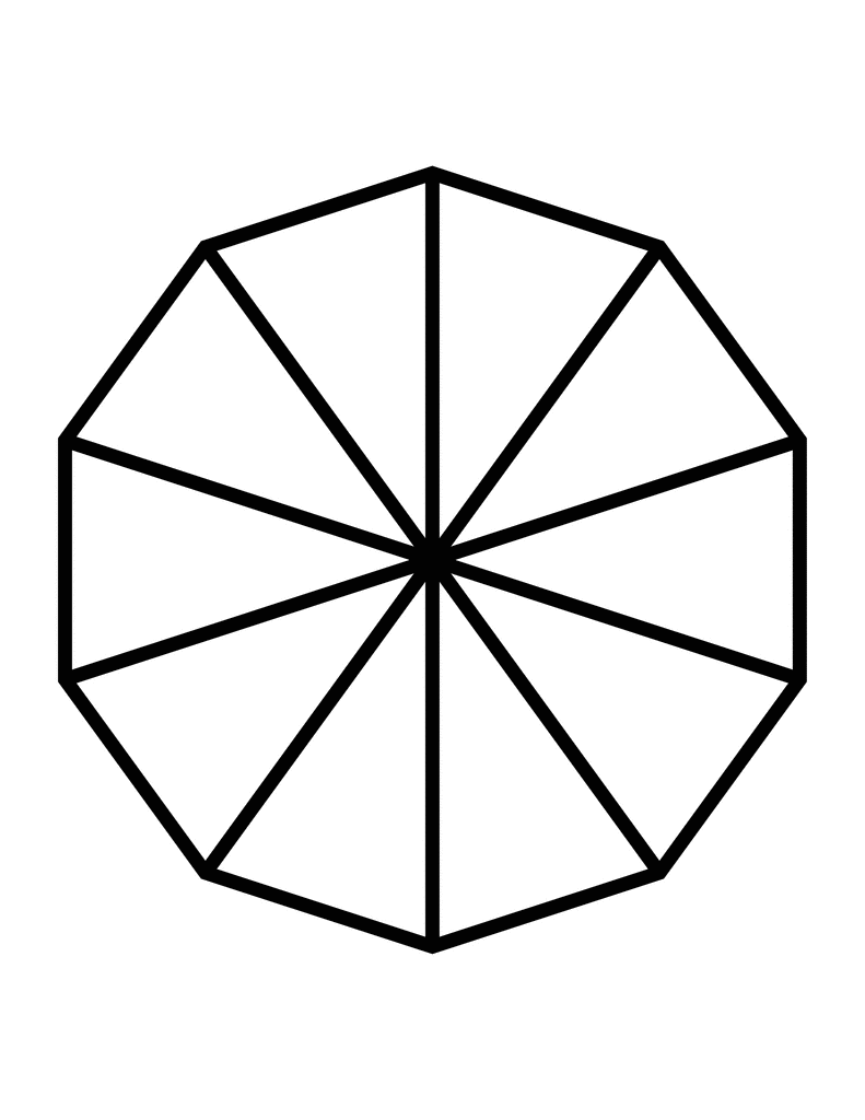 Fractions of 10-sided Polygon | ClipArt ETC