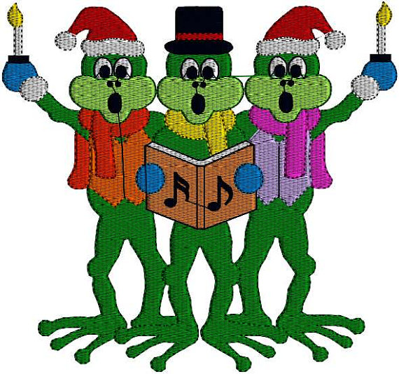 INSTANT DOWNLOAD Frog Frogs Carolers by DesignByTheStitches