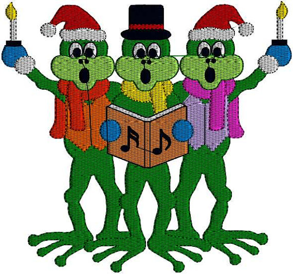 INSTANT DOWNLOAD Frog Frogs Carolers by DesignByTheStitches
