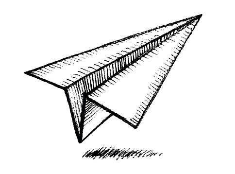 Drawing Of The Paper Airplane Clip Art, Vector Images ...