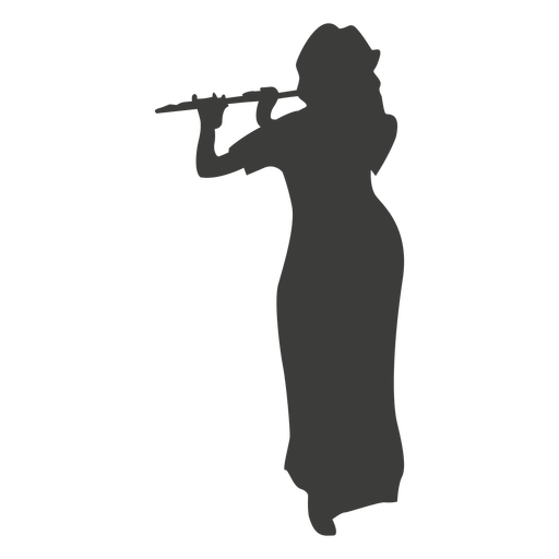 Female flute musician silhouette - Transparent PNG/SVG