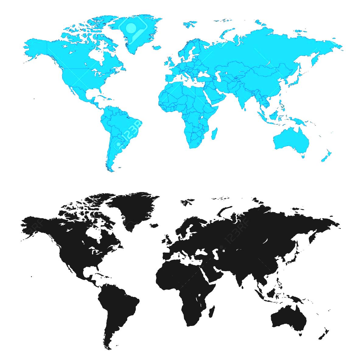 Map Eps Image Seven World Stock Easy Outline Black Vector Europe ...