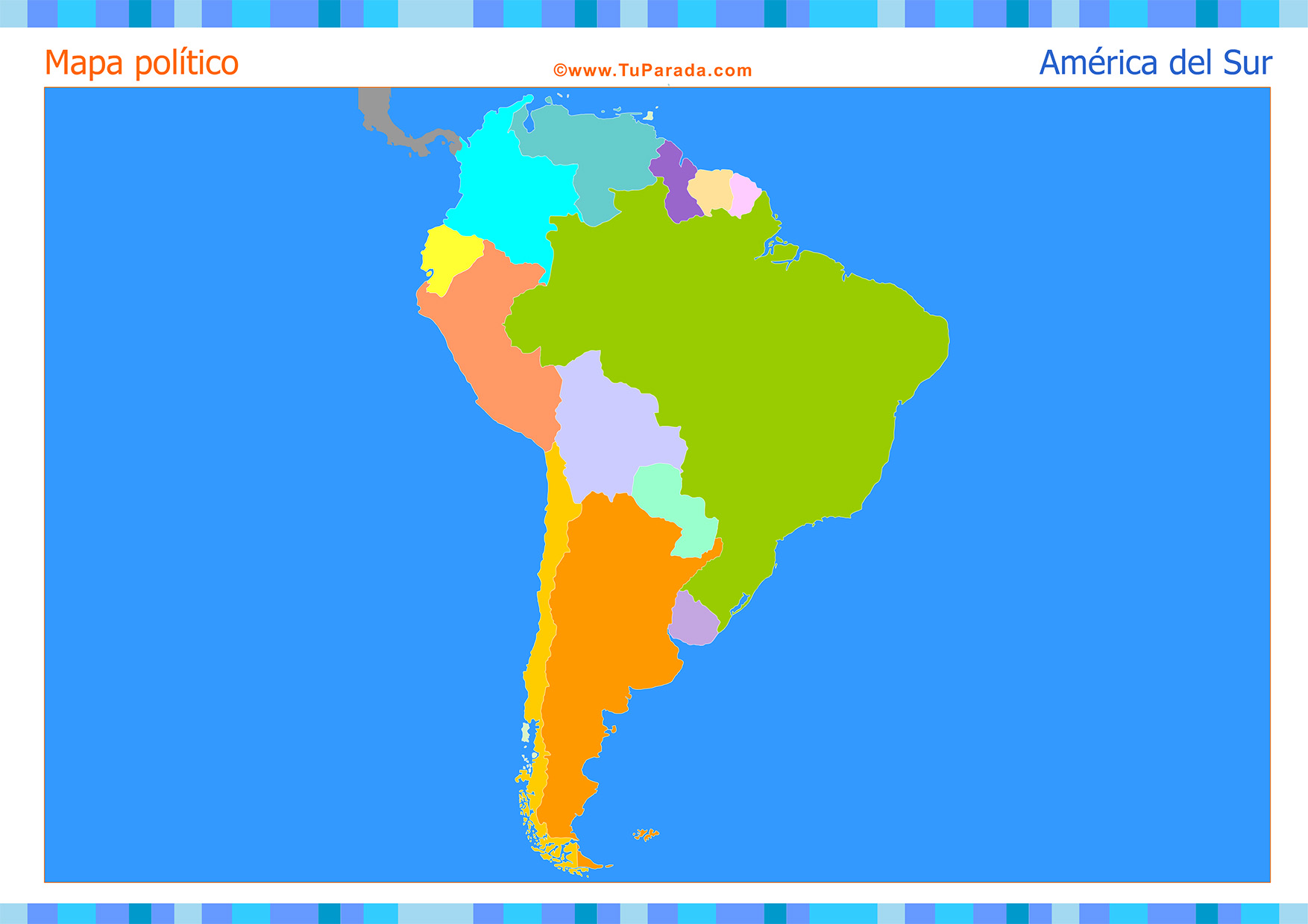 Mapa de AmÃ©rica del Sur para completar, Mapas, tarjetas