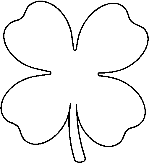 Four leaf clover black and white clipart