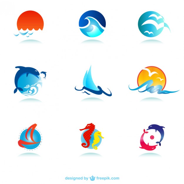 Marine symbols collection Vector | Free Download