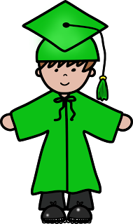 Green cap and gown clipart