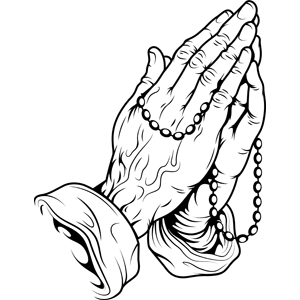 Praying Hands With Rosary Outline - ClipArt Best