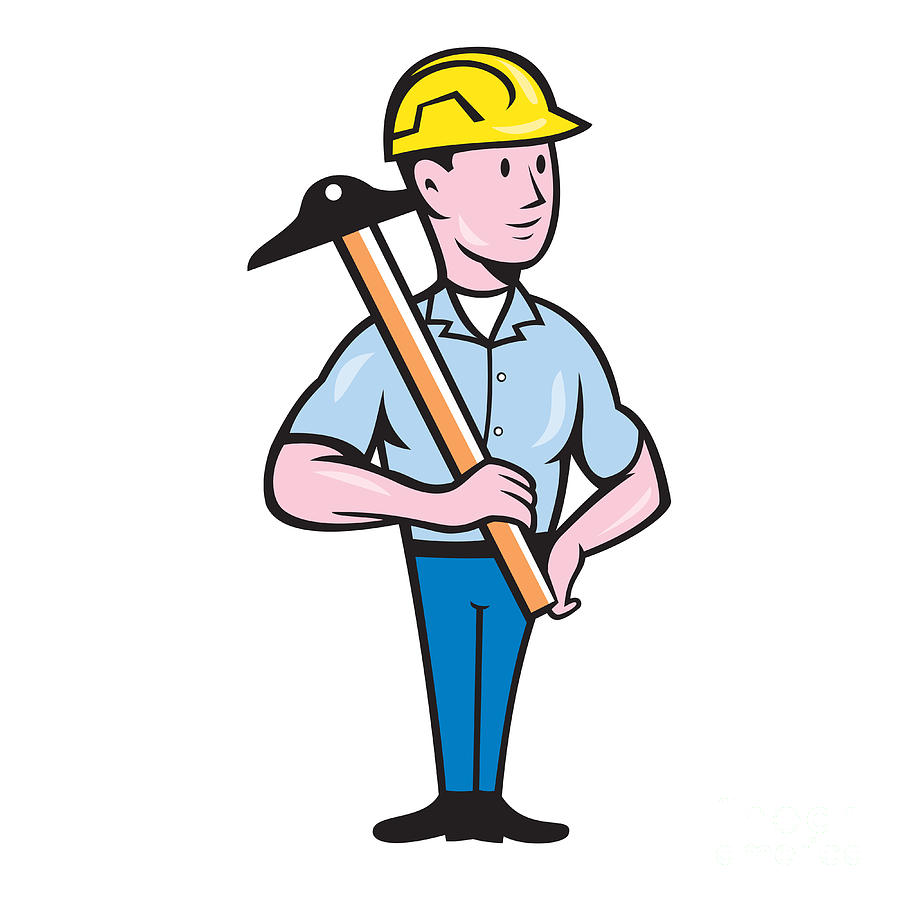 Engineer Architect T-square Cartoon Digital Art by Aloysius Patrimonio