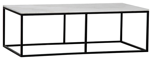 Coen Industrial Black Metal Outline White Stone Coffee Table ...