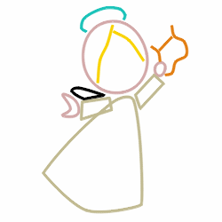 Drawing a cartoon angel