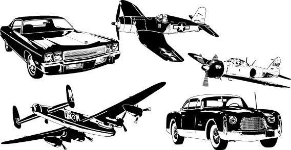 Cars and Airplane Free Vector | Download Free Vector Graphic ...
