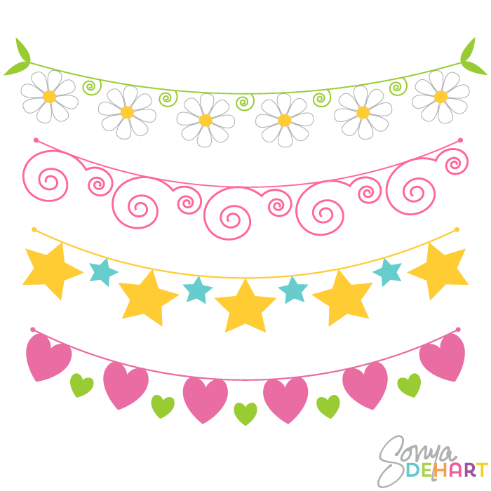 Vector whimsical bunting clip art set
