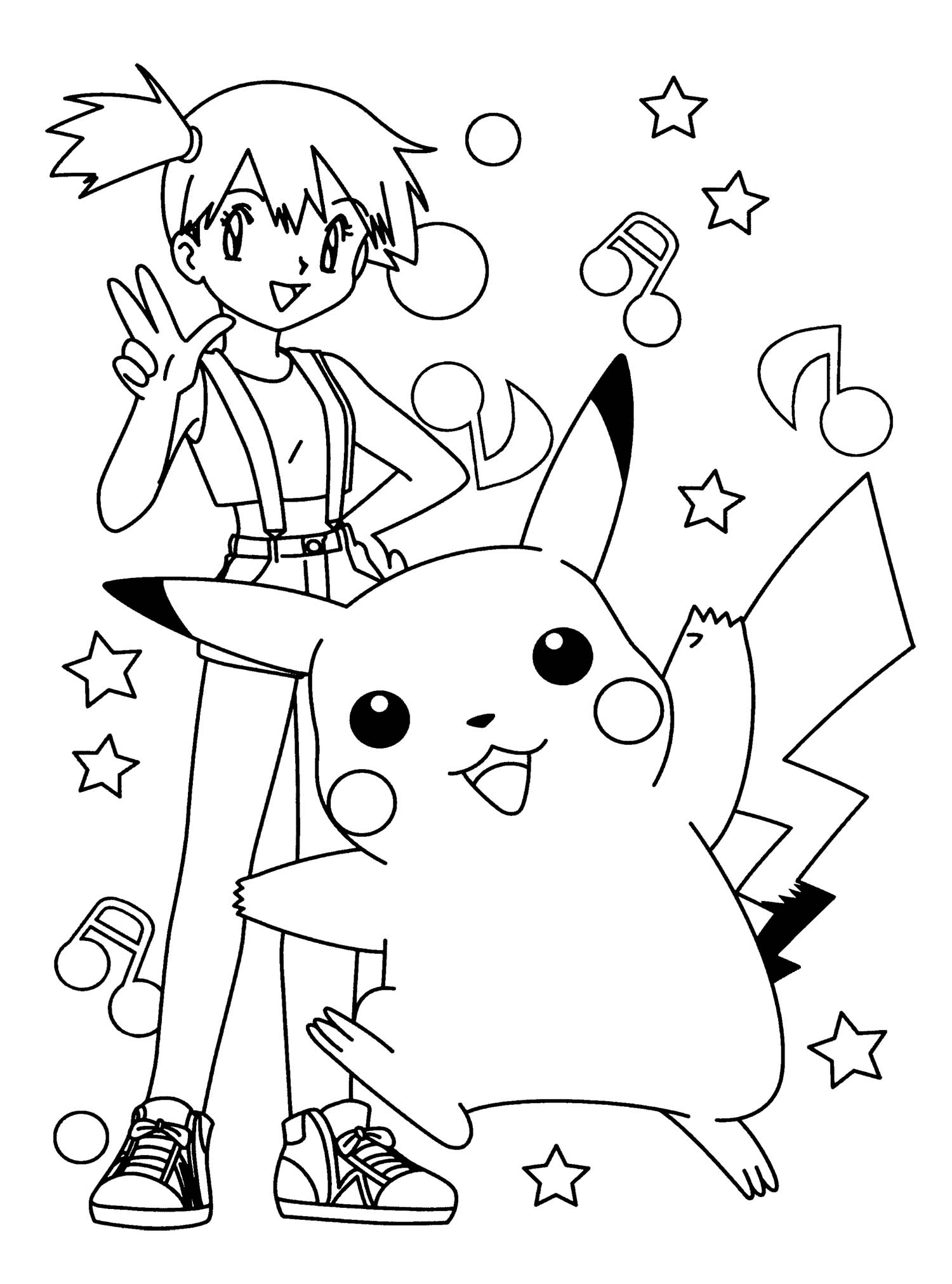 Pikachu And Friends Coloring Page