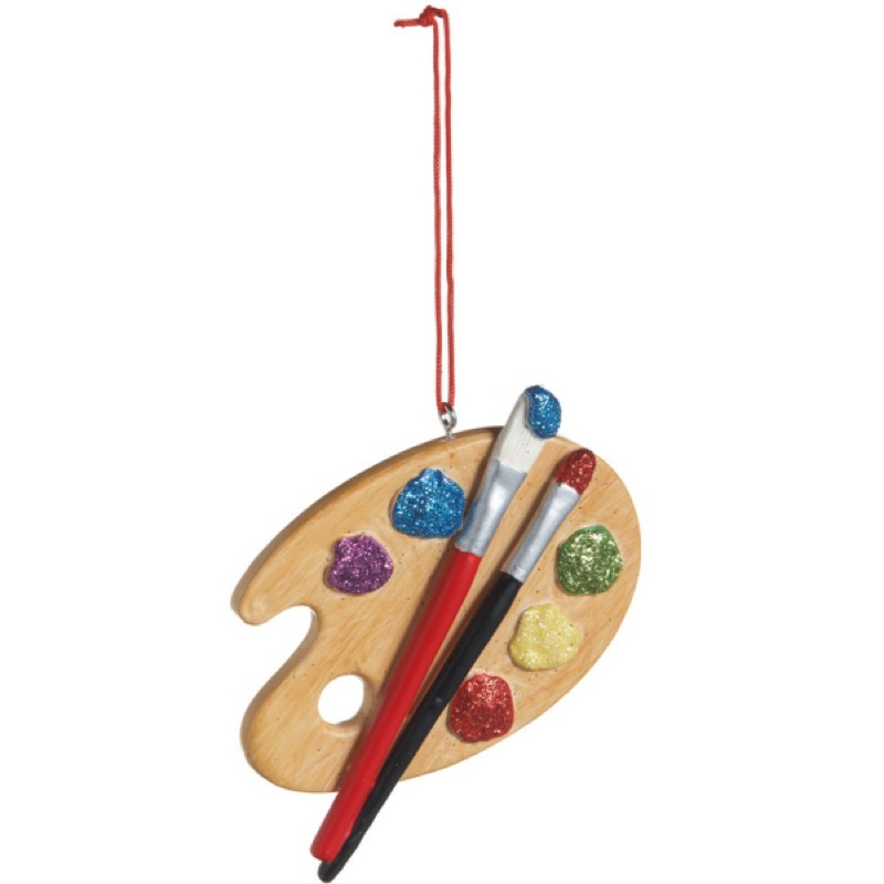 Artist Painter Palette Paintbrushes Christmas Ornament