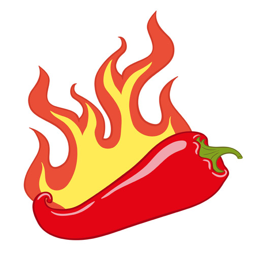 Red hot pepper with fire vector 01 - Vector Food free download