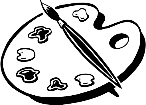Artist palette clipart black white