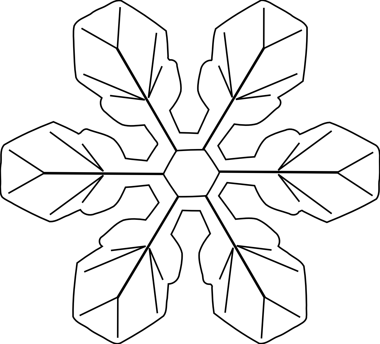 Clip Art: Snowflake 1 Black White Line Art ...