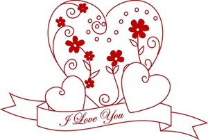 Love Clipart Image: Heart Design With a Scroll That Reads I Love You