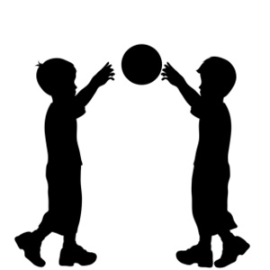 Boys Playing Ball Clipart Image - Boys throwing a ball back and forth