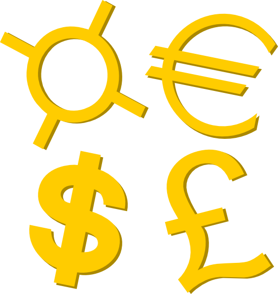Gold Currency Symbols clip art Free Vector