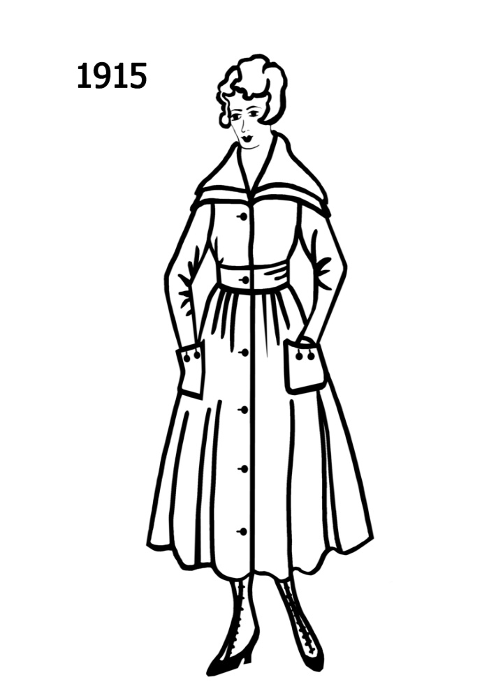 Costume Silhouettes 1914-1915 Free Line Drawings