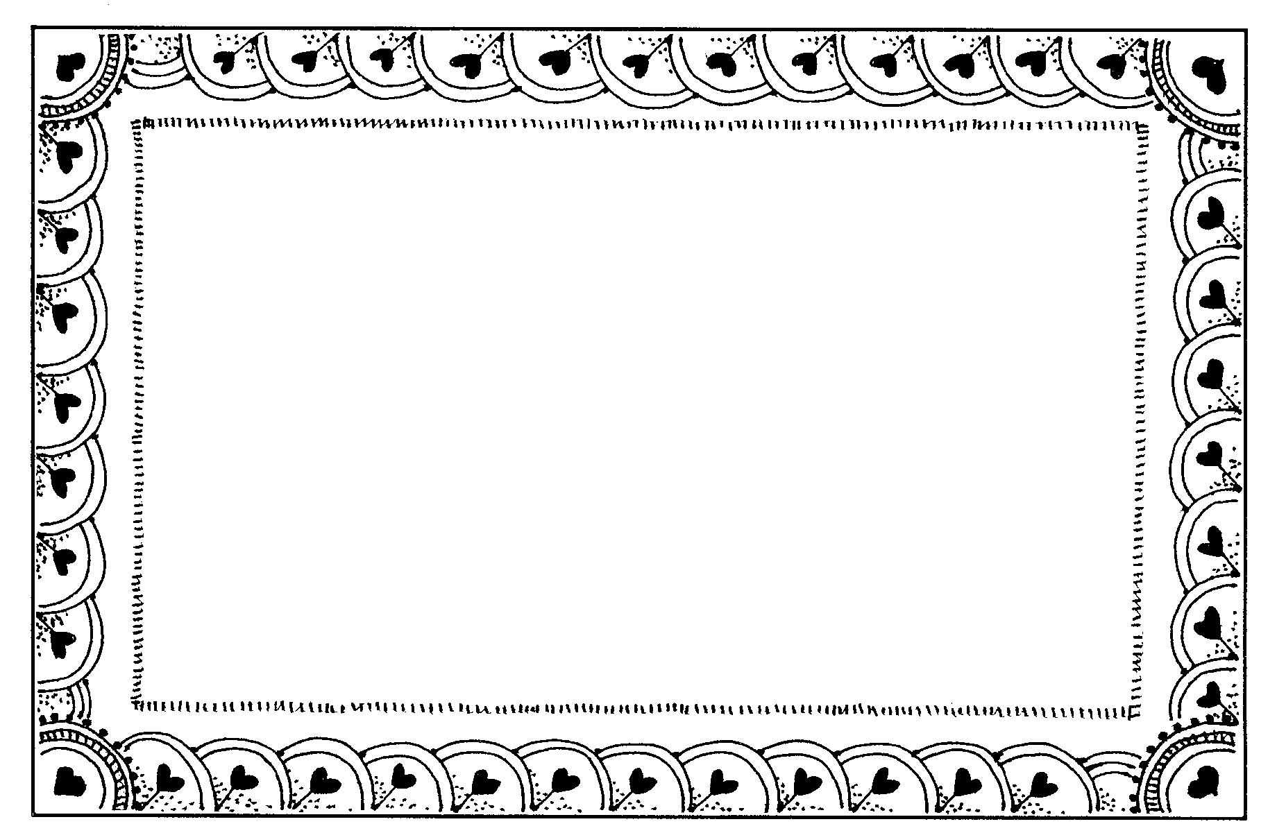 Black And White Heart Borders Clipart