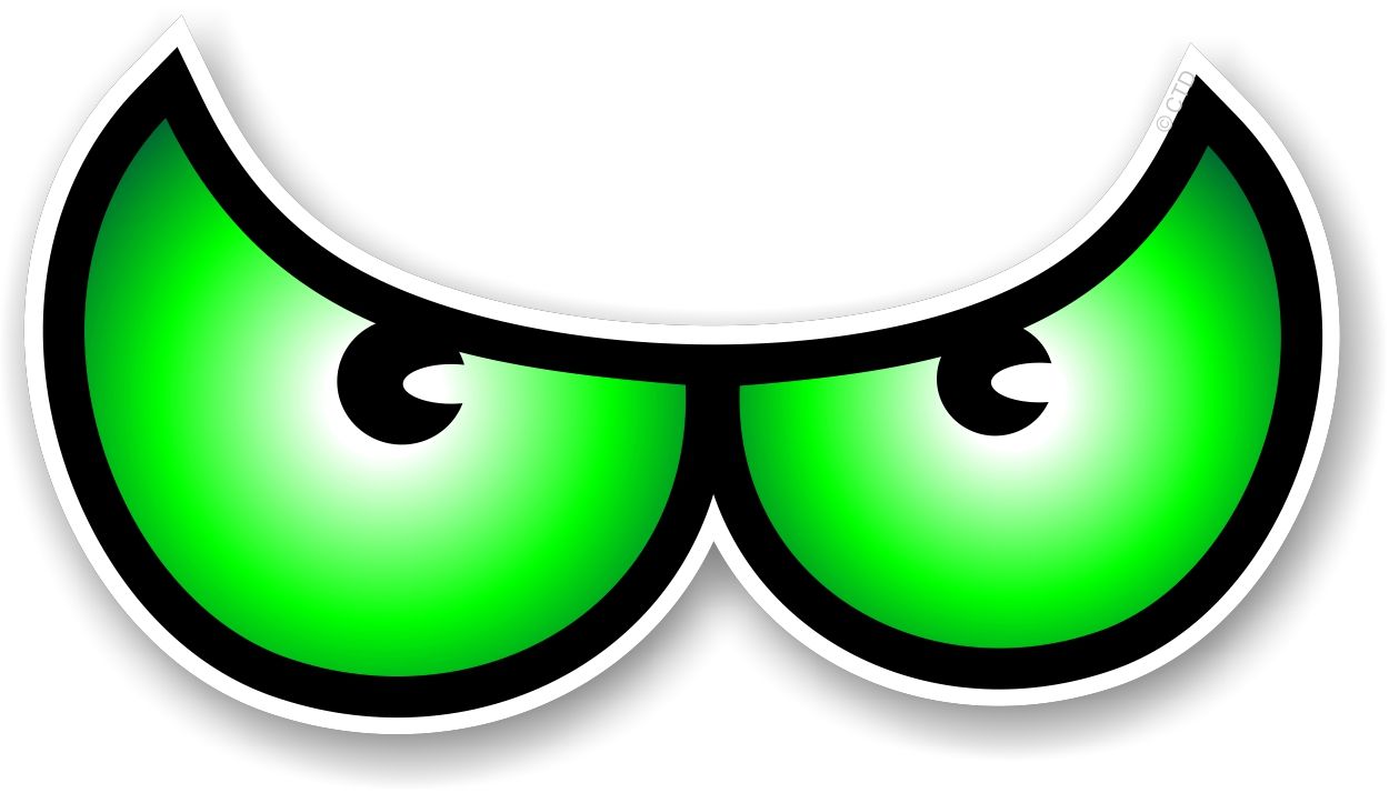 Pair Of Cartoon Angry Evil Eye Eyes Design in GREEN For Motorbike ...