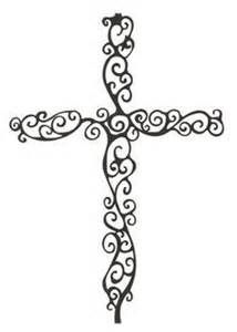 Cross with vines clip art