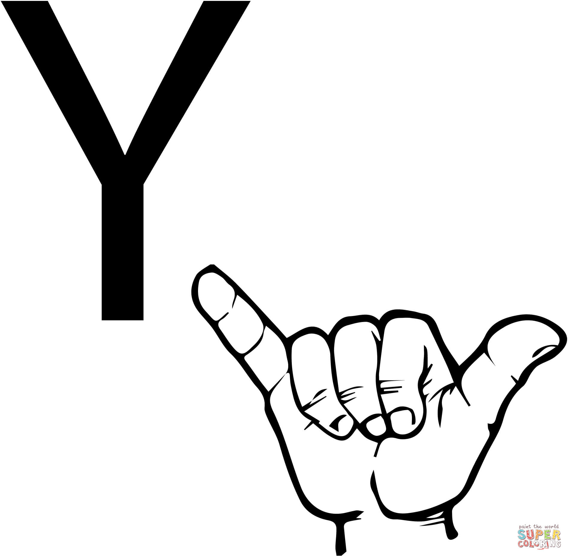 ASL Sign Language Letter Y coloring page | Free Printable Coloring ...