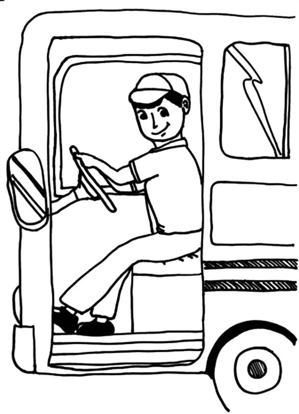 Bus Driver Open Bus Door Coloring Pages | Best Place to Color