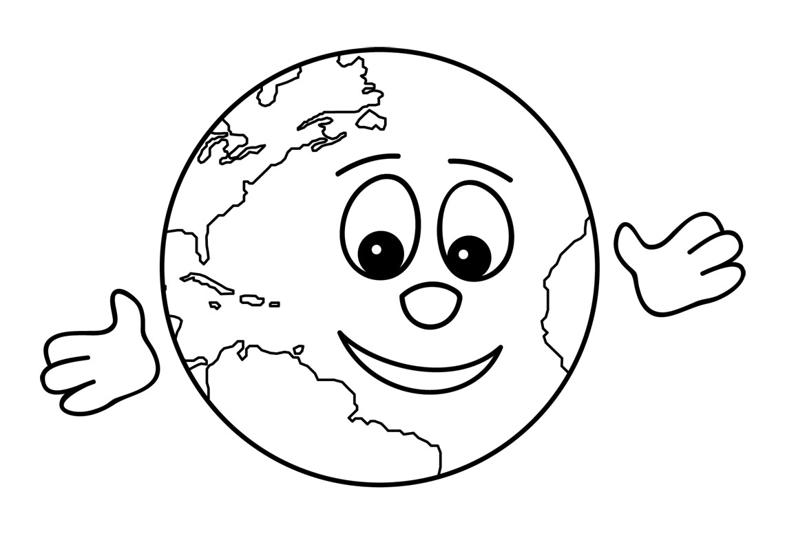 Clip Art: Cute Earth B&W