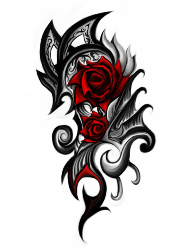 Flowers And Hearts Tattoos