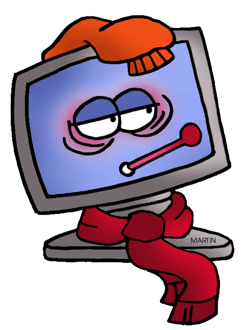 Free Internet Clip Art by Phillip Martin, Sick Computer