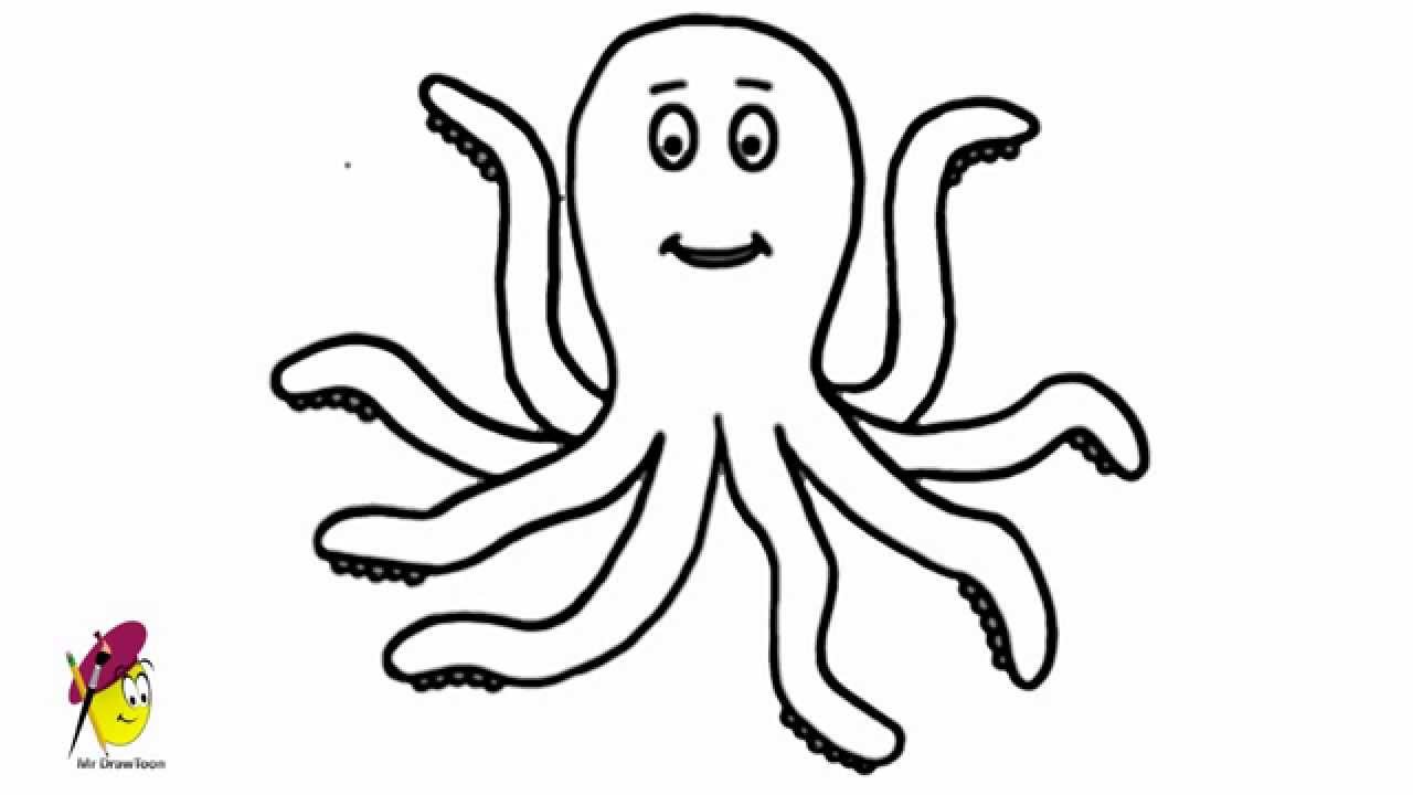 Happy Octopus - Sea Animals - Easy Drawing - how to draw an ...