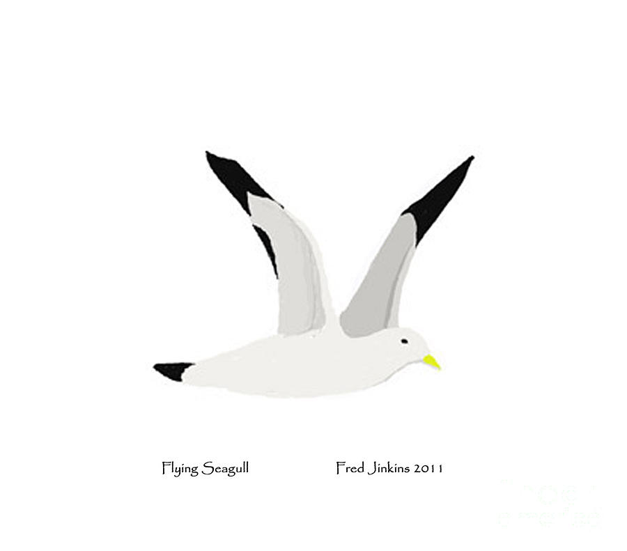 Flying Seagull Painting by Fred Jinkins