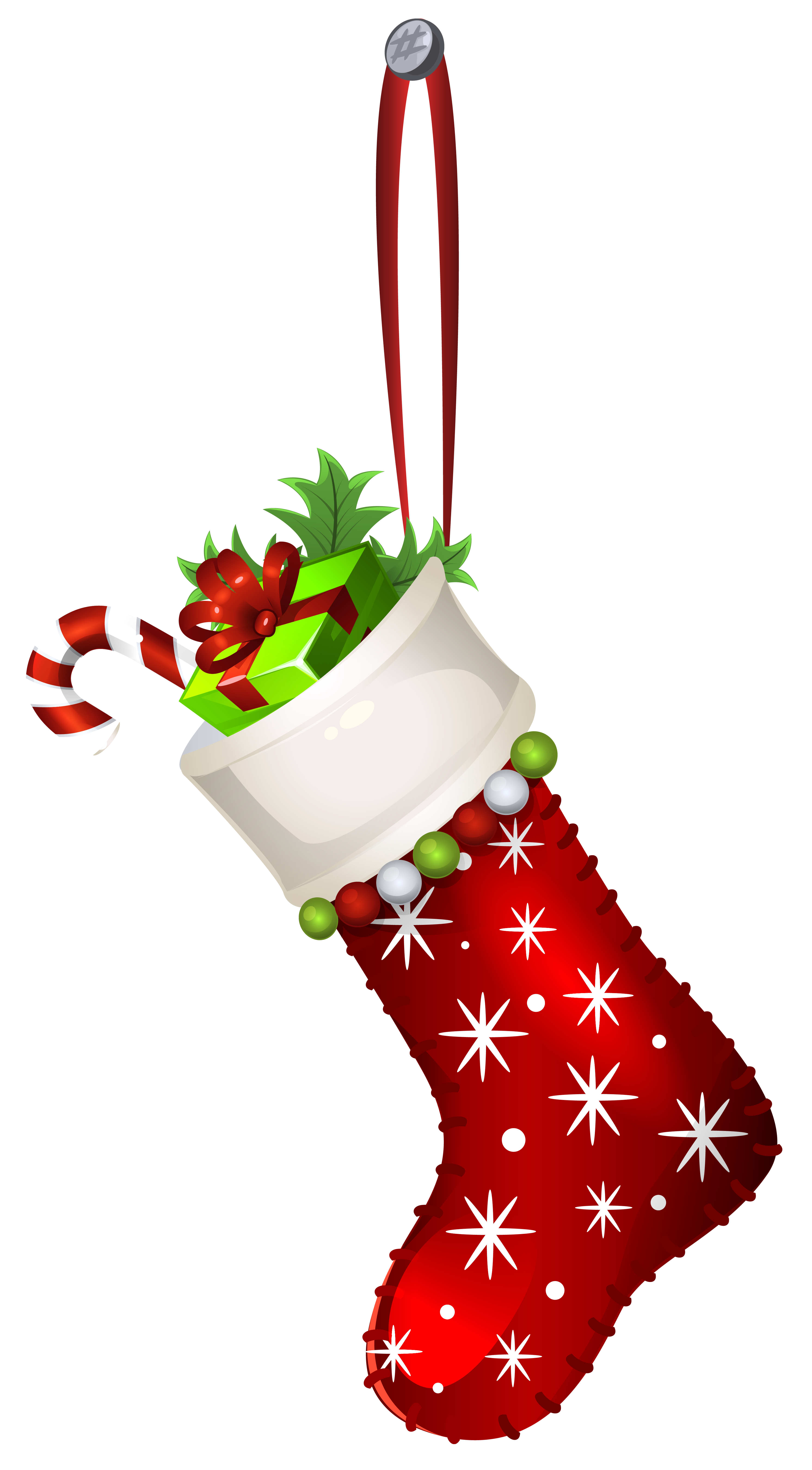 Red Christmas Stocking Transparent PNG Clip Art Image