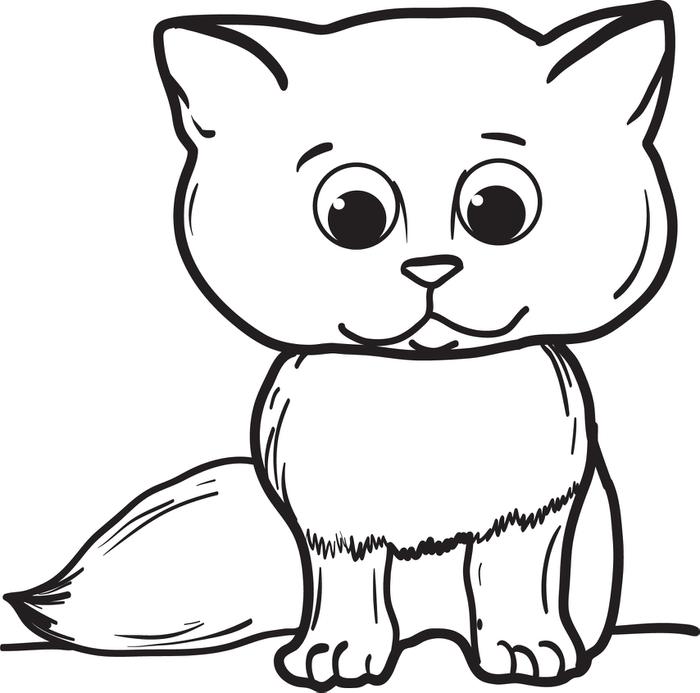 Free Printable Cute Kitty Cat Yawning Coloring Page for Kids ...