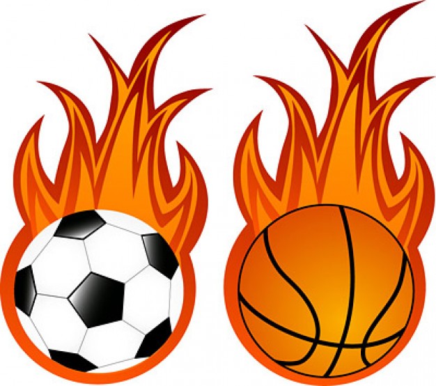 Football and basketball flame vector material | Download free Vector