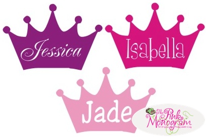 Full Name Monogram Princess Crown Car Decal At The Pink Monogram