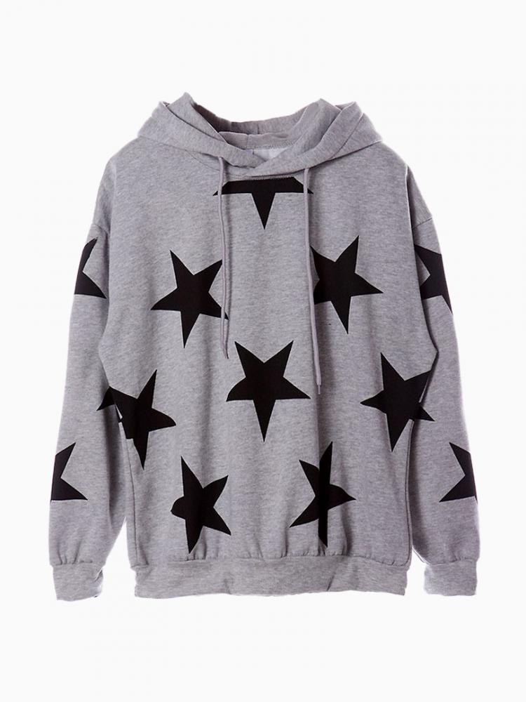 Gray Hooded In Stars Print | Choies - ClipArt Best - ClipArt Best