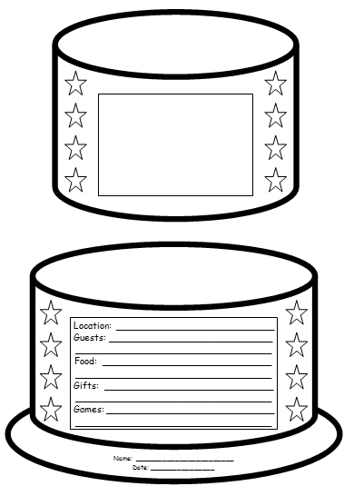 Birthday Cake Book Report Project: templates, printable worksheets ...