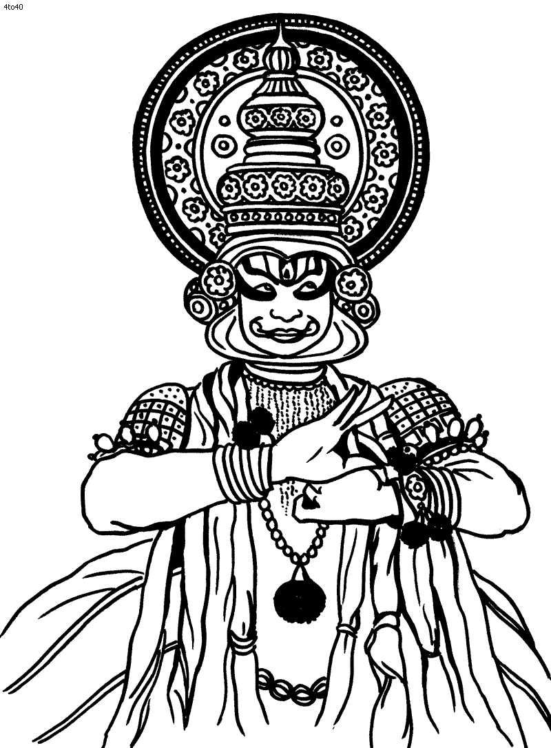Kathakali Folk Dances Coloring Pages, Kathakali Top 20 Indian Folk ...