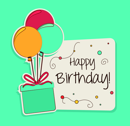 Cartoon style Happy Birthday greeting card template 03 - Vector ...