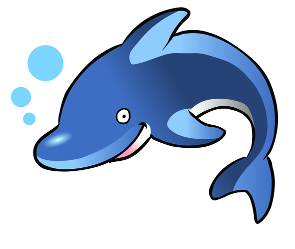 Cute Blue Dolphin Free Clip Art