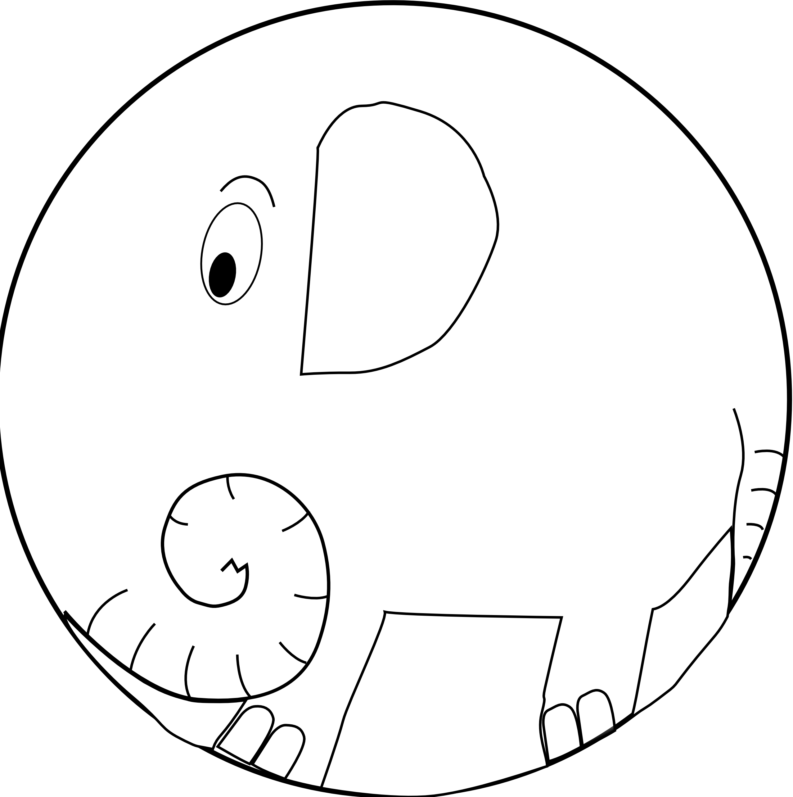 palomaironique Elephant 1 black white line art ...