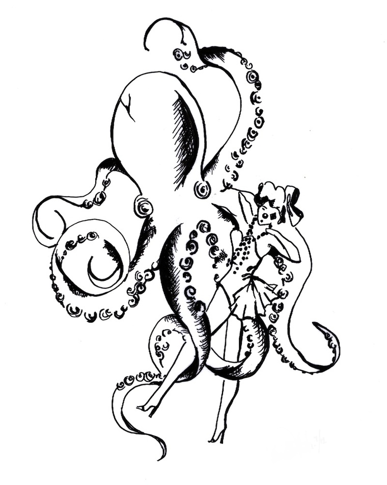 Octopus Line Drawing Clipart - Free to use Clip Art Resource