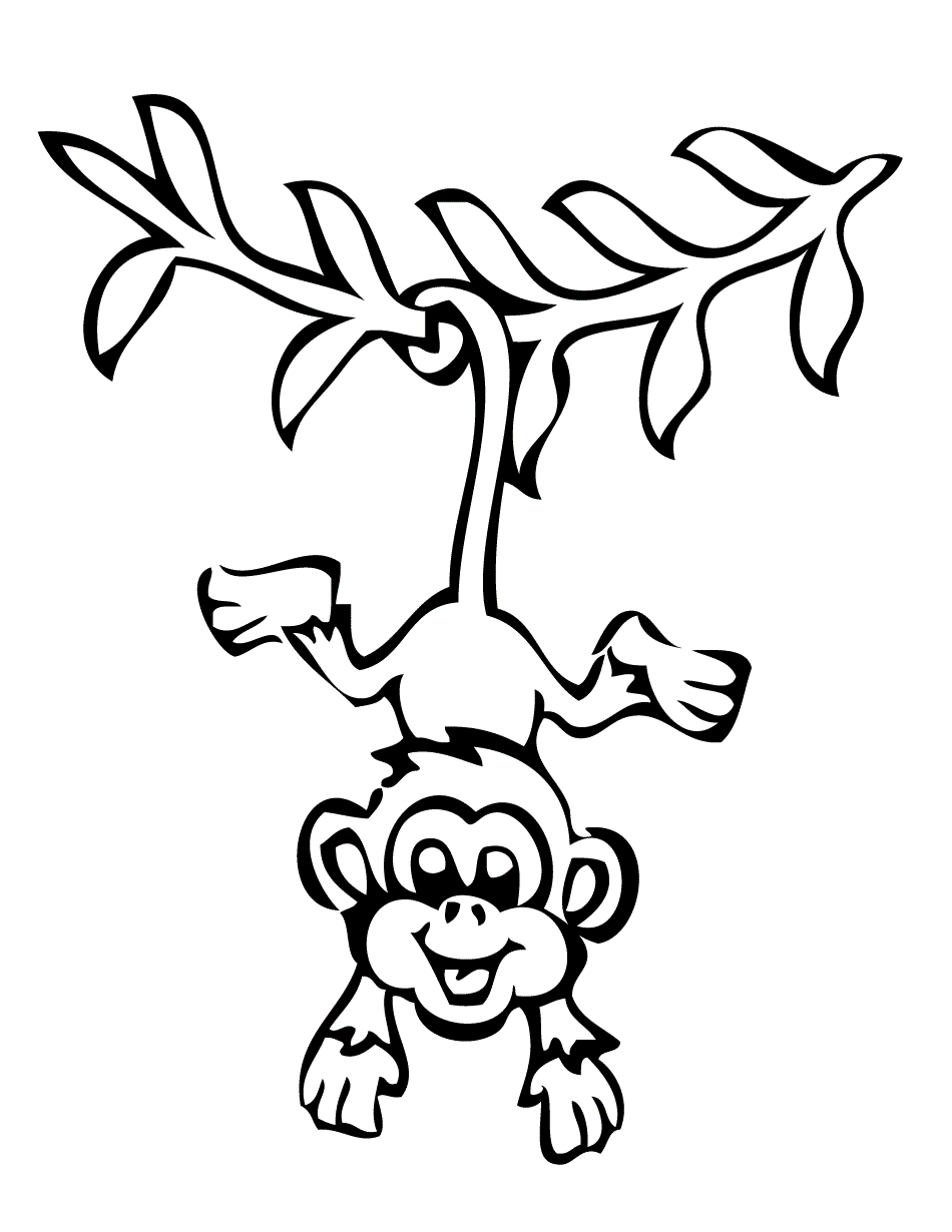 Cute monkey clipart black and white - ClipartFox